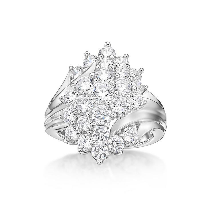 Diamonart Womens Greater Than 6 Ct. T.w. Cubic Zirconia White Sterling Silver Cluster Ring
