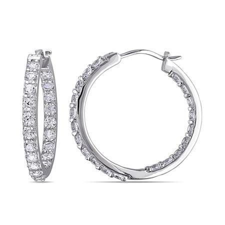 Lab-created White Sapphire Sterling Silver Inside-out Hoop Earrings