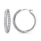 Lab-created White Sapphire Sterling Silver Inside-out Hoop Earrings