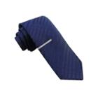 Jf J. Ferrar Tonal Textured Stripe Skinny Tie And Tie Bar Set