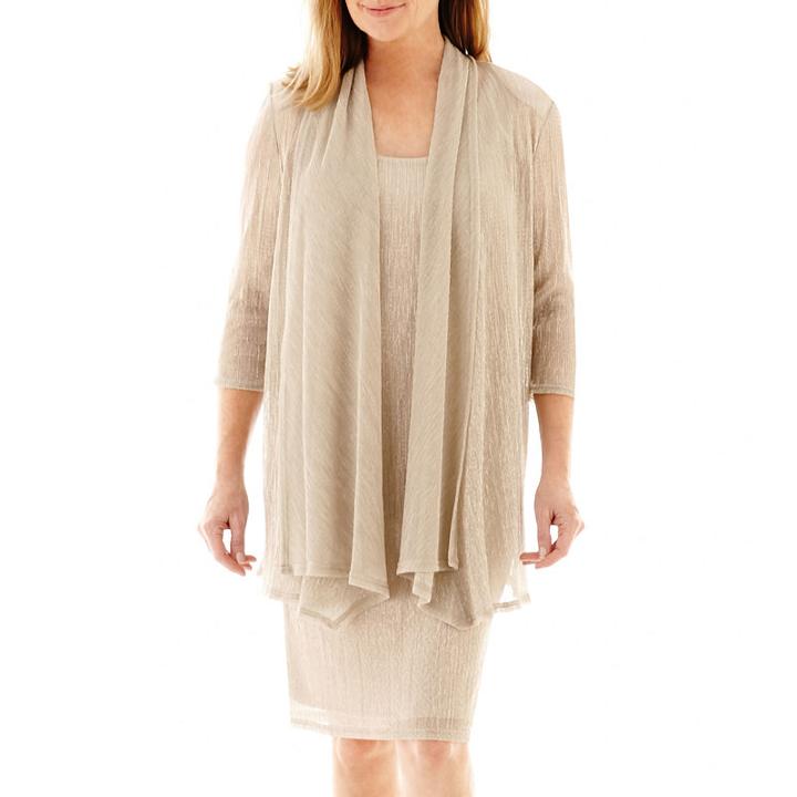 R & M Richards 3/4 Sleeve Crinkle Jacket Dress