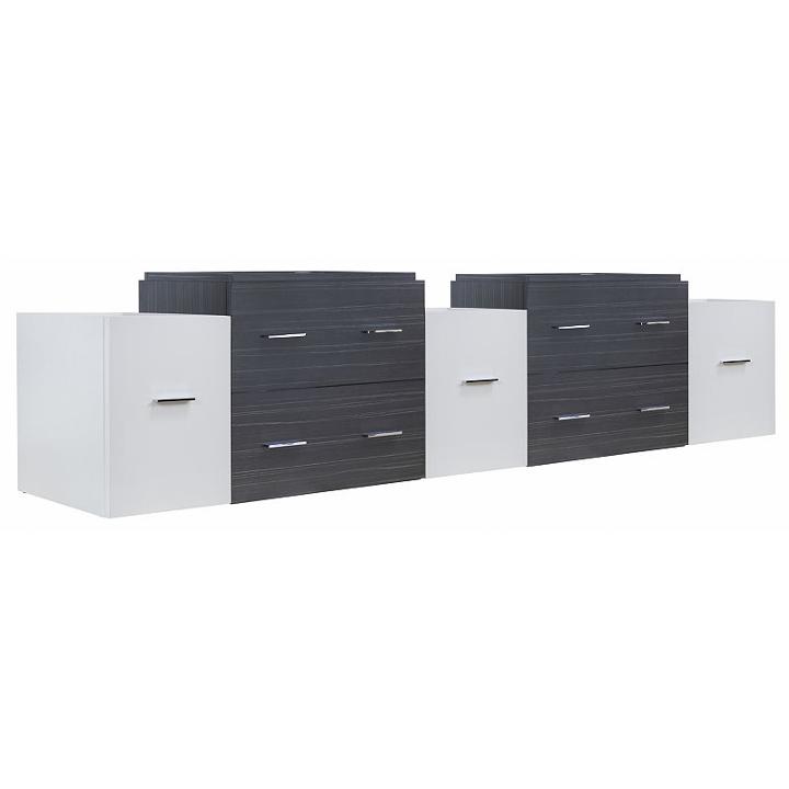 88.5-in. W 17.8-in. D Modern Wall Mount Plywood-melamine Vanity Base Set Only In White-dawn Grey