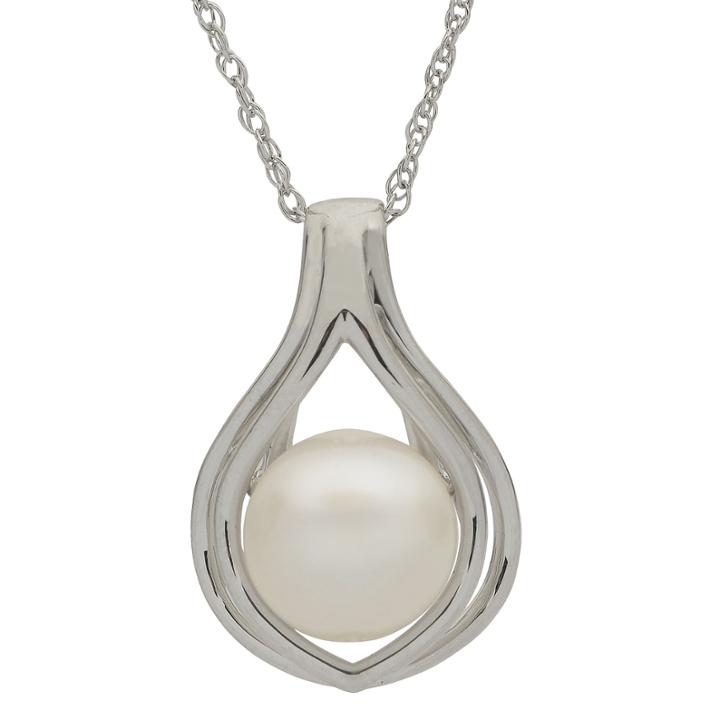 9-10mm Cultured Freshwater Pearl Sterling Silver Pendant