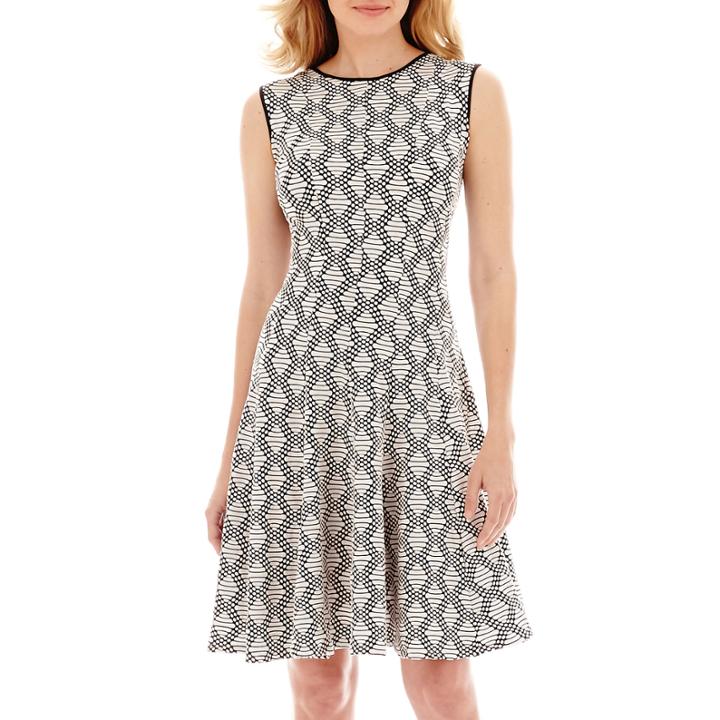 Danny & Nicole Sleeveless Textured Fit-and-flare Dress