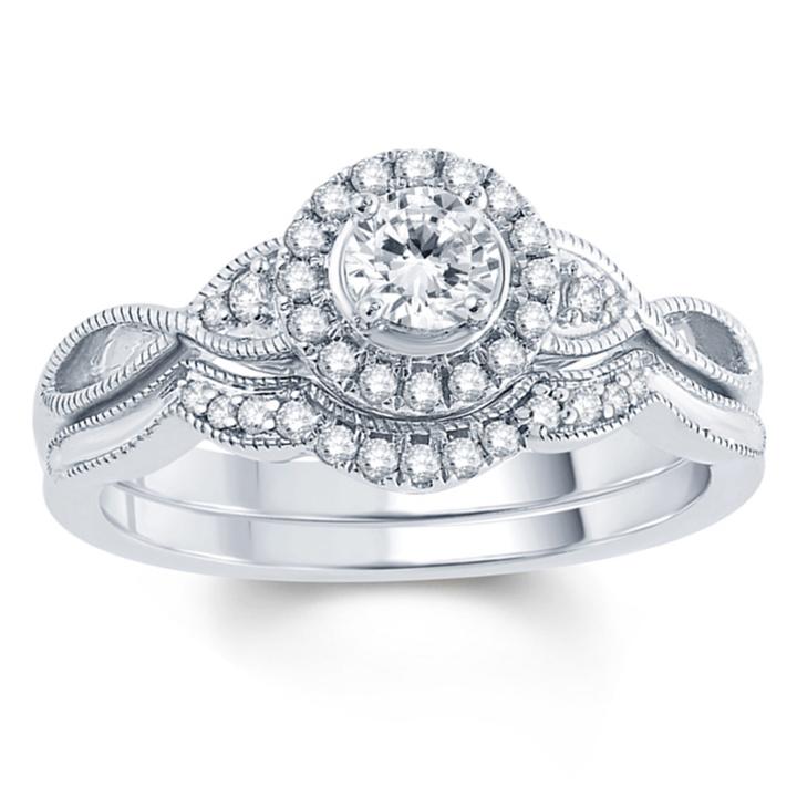 Womens 1/2 Ct. T.w. Genuine White Diamond 10k Gold Bridal Set