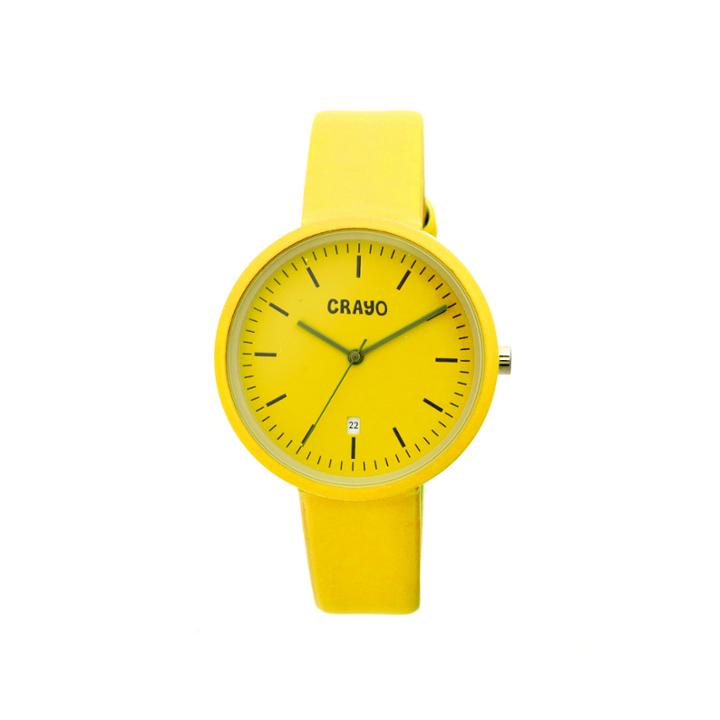 Crayo Womens Easy Yellow Leather-band Watch With Date Cracr2405