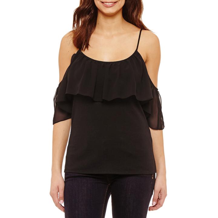 Bold Elements Mix Media Cold Shoulder Top