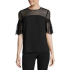 Worthington Lace Short Sleeve Blouse - Plus