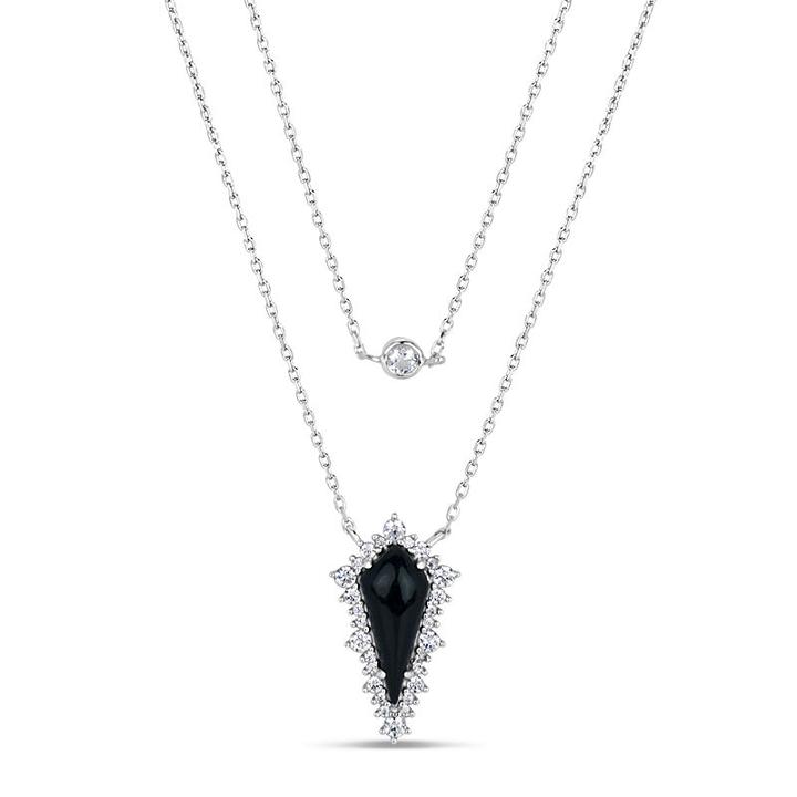 Womens Black Onyx Strand Necklace