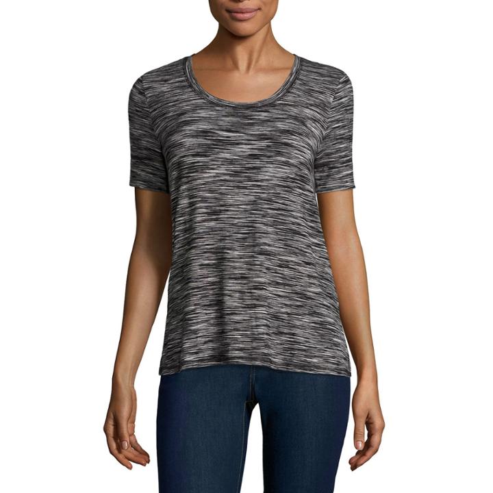Liz Claiborne Short Sleeve Draped Neck T-shirt