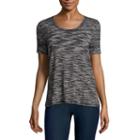 Liz Claiborne Short Sleeve Draped Neck T-shirt