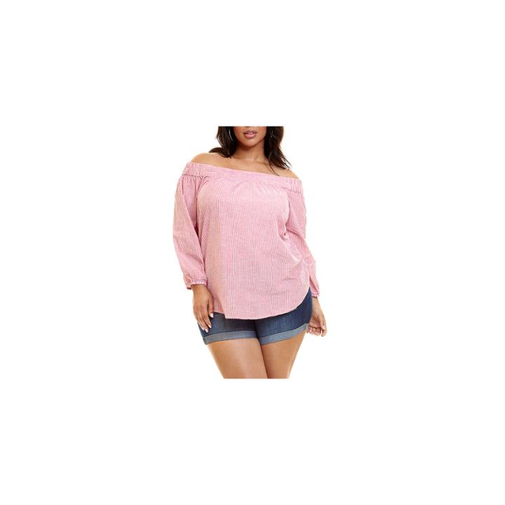 Fashion To Figure Nina Striped Off Shoulder Blouse - Plus