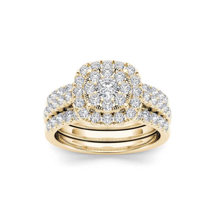 1 1/2 Ct. T.w. Diamond 14k Yellow Gold Bridal Ring Set