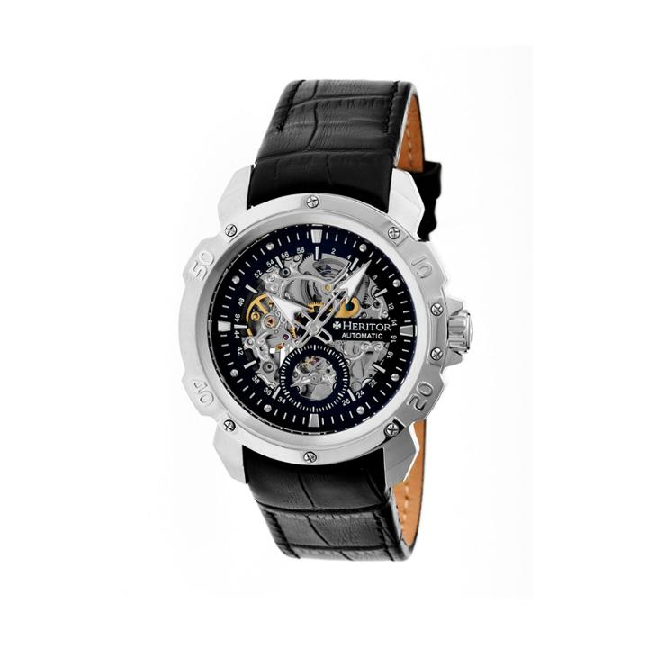 Heritor Automatic Carter Skeleton Dial Leather-silver/black Watches