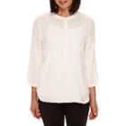 Sag Harbor Artful Animal 3/4-sleeve Pleated-back Blouse