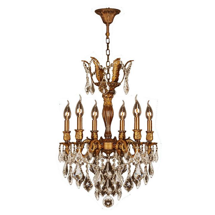 Versailles Collection 6 Light French Gold Finish And Crystal Chandelier