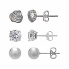 Silver Treasures Clear Cubic Zirconia Earring Sets