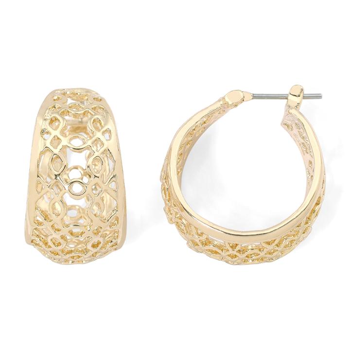 Liz Claiborne Gold-tone Openwork Hoop Earrings