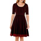 Danny & Nicole 3/4-sleeve Fit-and-flare Sweater Dress