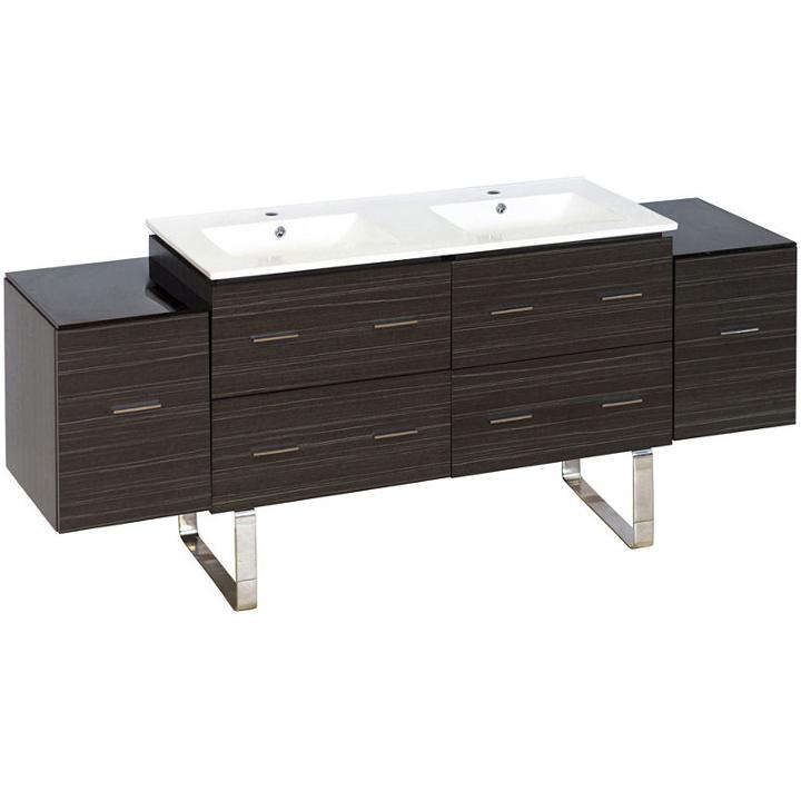 76-in. W Floor Mount Dawn Grey Vanity Set For 1 Hole Drilling