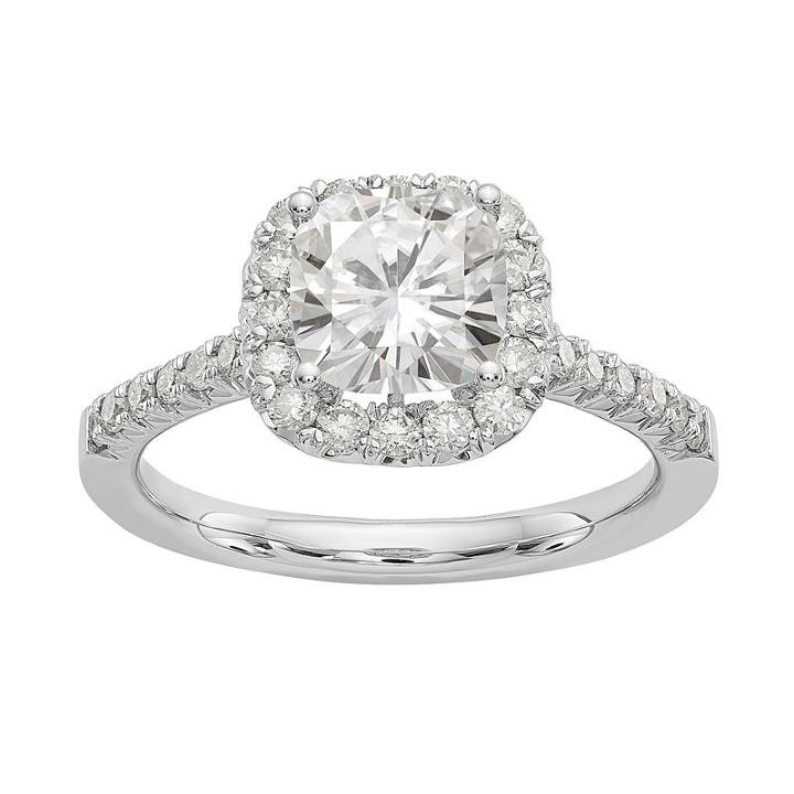 Womens 2 Ct. T.w. Round White Moissanite 14k Gold Engagement Ring