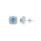 1/10 Ct. T.w. Cushion Blue Blue Topaz Sterling Silver Stud Earrings