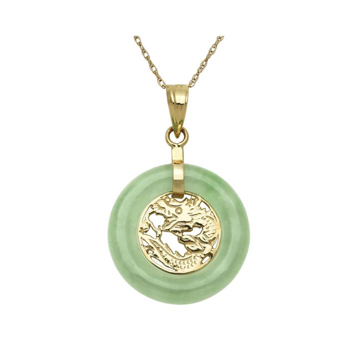 Green Jade 14k Yellow Gold Pendant Necklace