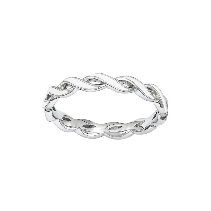 Personally Stackable White Enamel Stackable Crossover Ring
