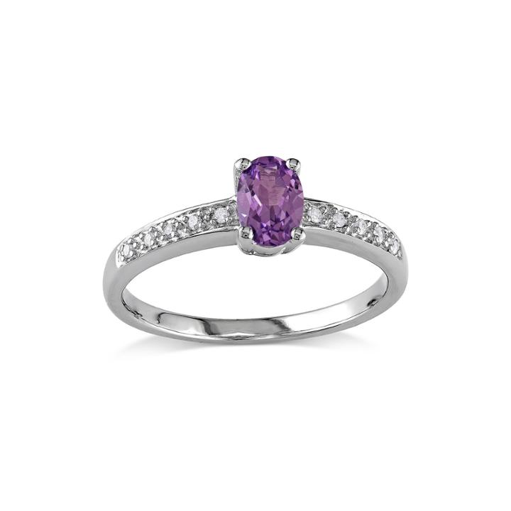Lab-created Alexandrite And Diamond-accent 10k White Gold Ring