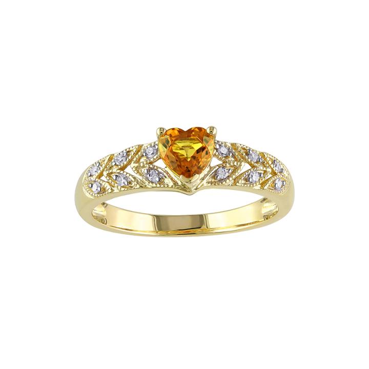Heart-shaped Genuine Yellow Sapphire And Diamond-accent Ring