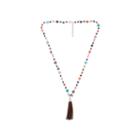Decree Shell & Beaded Suede Tassel Layered Pendant Necklace