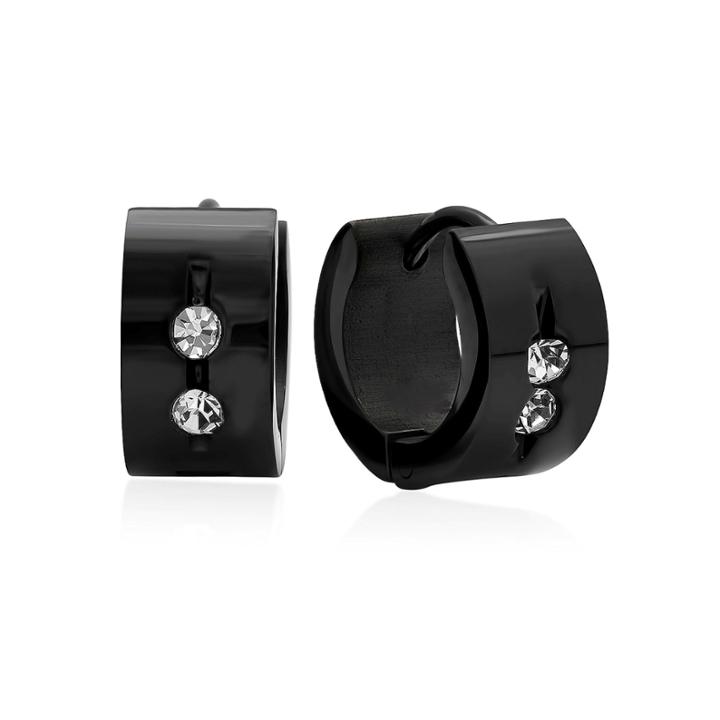 Steeltime White Cubic Zirconia Stainless Steel Hoop Earrings