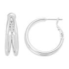 Sensitive Ears Silver-tone Double Hoop Earrings