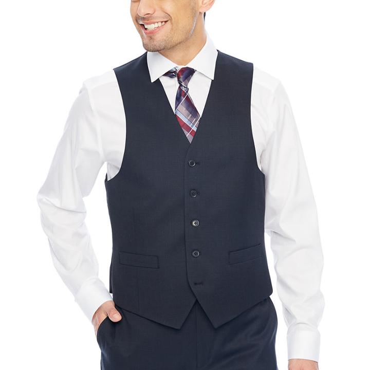 Collection By Michael Strahan Plaid Stretch Suit Vest
