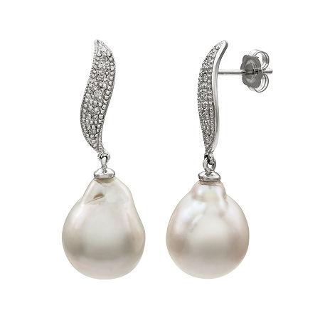 Cultured Freshwater Pearl And Diamond-accent 14k White Gold Earrings