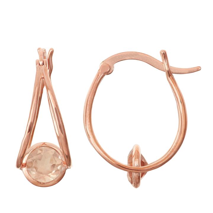 Simulated Morganite 14k Rose Gold Over Silver Hoop Earrings