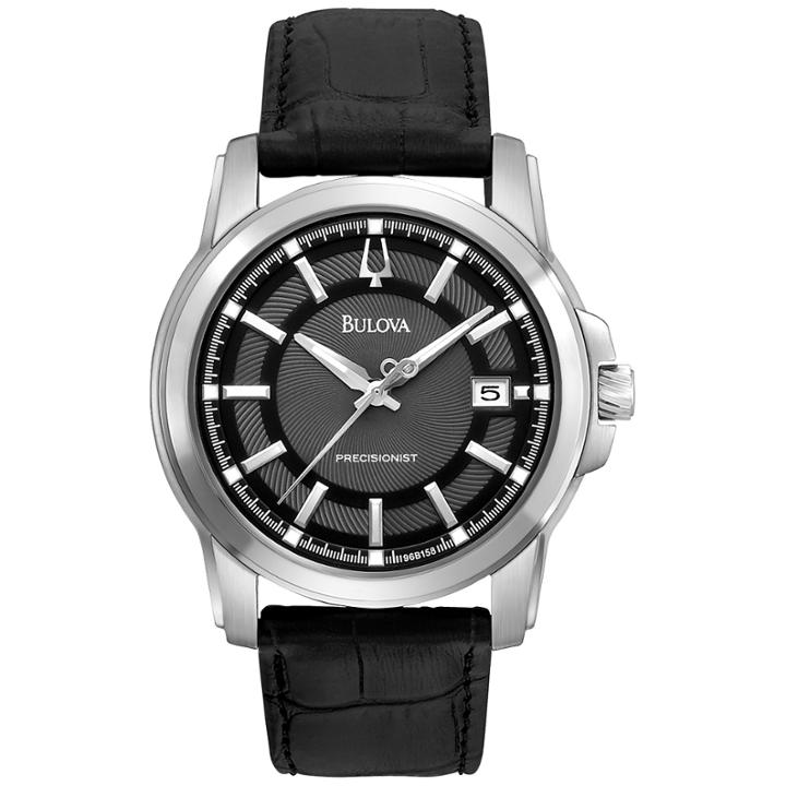 Bulova Precisionist Mens Black Leather Watch