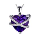 Lab-created Amethyst & White Sapphire Crossover Heart Pendant Necklace In Sterling Silver