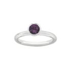 Personally Stackable February Purple Crystal Sterling Silver High Profile Ring