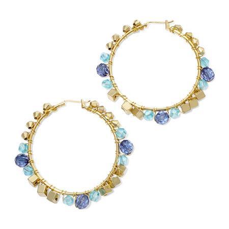 Aris By Treska Beaded Hoop Earrings