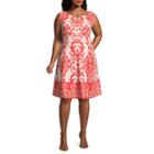 Danny & Nicole Sleeveless Scroll Fit & Flare Dress - Plus
