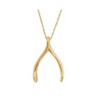 Personalized 14k Yellow Gold Engraved Name Wishbone Pendant Necklace