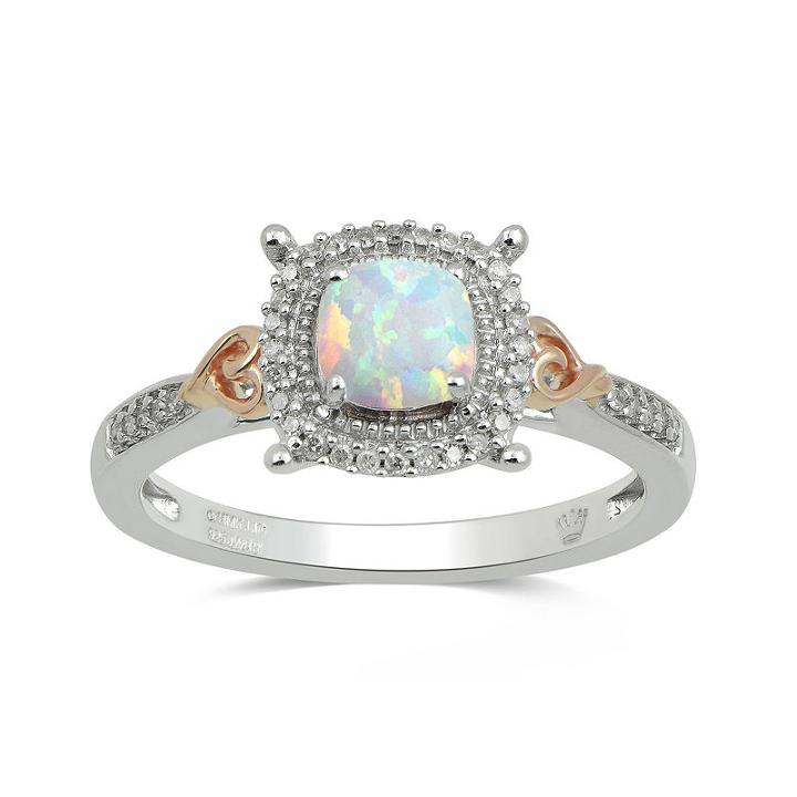 Hallmark Diamonds Womens White Opal Gold Over Silver Cocktail Ring