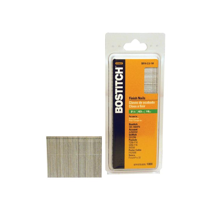 Bostitch Stanley Sb16-2.50 2-1/2 Coated 16 Gaugestraight Finish Nails 2;500 Count