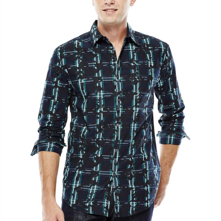 Jf J. Ferrar Long-sleeve Camo-print Woven Shirt