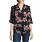 By & By 3/4 Sleeve Crepe Floral Blouse-juniors