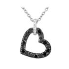 1/2 Ct. T.w. White And Color-enhanced Black Diamond Sterling Silver Heart Pendant Necklace