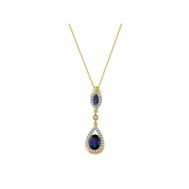 Lab Created Blue & White Sapphire 14k Gold Over Silver Pendant Necklace