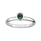Personally Stackable 4mm Round Lab-created Emerald Ring