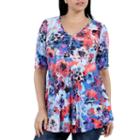 24/7 Comfort Apparel Country Club Casual Floral Tunic Top Plus